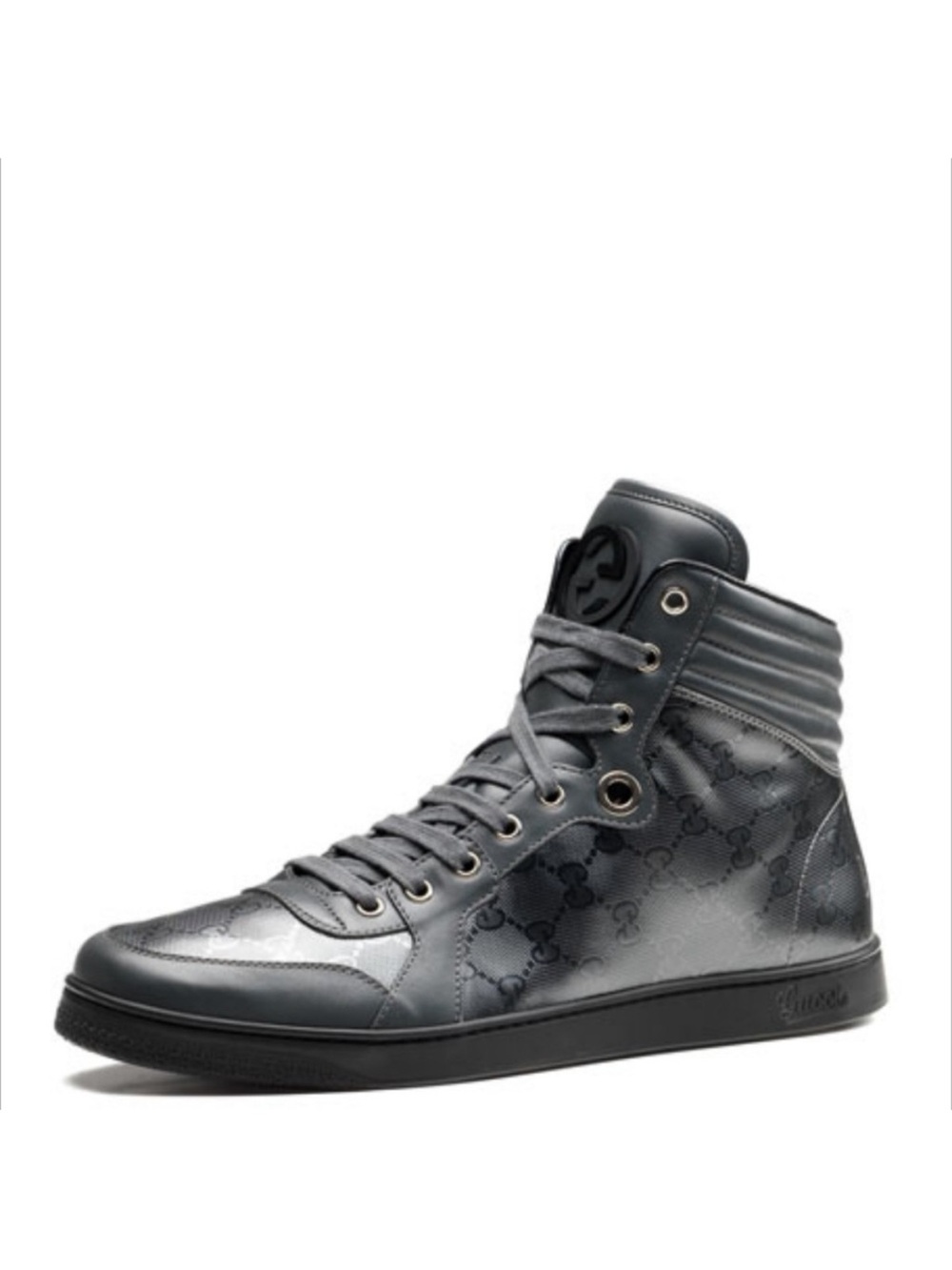 Gucci Men’s GG Supreme Imprimé Monogram High Top Sneakers Black 10.5